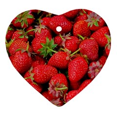 Strawberries Berries Fruit Heart Ornament (two Sides) by Nexatart