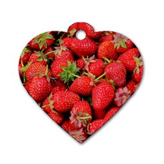 Strawberries Berries Fruit Dog Tag Heart (one Side) by Nexatart