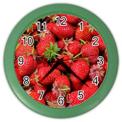 Strawberries Berries Fruit Color Wall Clocks by Nexatart