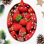 Strawberries Berries Fruit Oval Filigree Ornament (Two Sides) Back