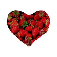 Strawberries Berries Fruit Standard 16  Premium Flano Heart Shape Cushions by Nexatart