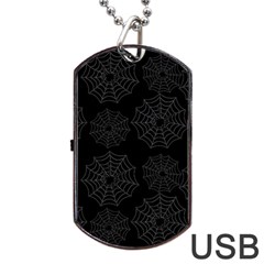 Spider Web Dog Tag Usb Flash (two Sides) by Valentinaart