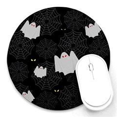 Spider Web And Ghosts Pattern Round Mousepads by Valentinaart