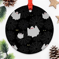 Spider Web And Ghosts Pattern Ornament (round) by Valentinaart