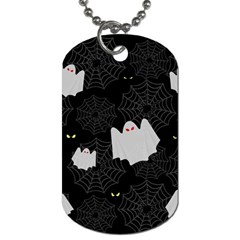 Spider Web And Ghosts Pattern Dog Tag (one Side) by Valentinaart