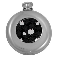 Spider Web And Ghosts Pattern Round Hip Flask (5 Oz) by Valentinaart