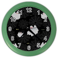 Spider Web And Ghosts Pattern Color Wall Clocks by Valentinaart