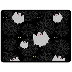 Spider Web And Ghosts Pattern Fleece Blanket (large)  by Valentinaart