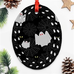 Spider Web And Ghosts Pattern Ornament (oval Filigree) by Valentinaart