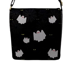 Spider Web And Ghosts Pattern Flap Messenger Bag (l)  by Valentinaart