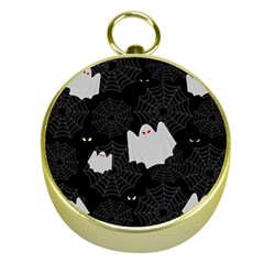 Spider Web And Ghosts Pattern Gold Compasses