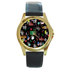 Back to School Round Gold Metal Watch