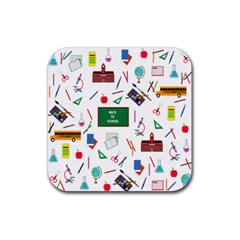 Back To School Rubber Coaster (square)  by Valentinaart