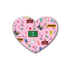 Back To School Rubber Coaster (heart)  by Valentinaart