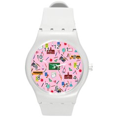 Back To School Round Plastic Sport Watch (m) by Valentinaart