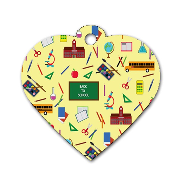 Back to School Dog Tag Heart (Two Sides)