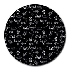 Skeleton Pattern Round Mousepads by Valentinaart