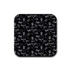 Skeleton Pattern Rubber Square Coaster (4 Pack)  by Valentinaart