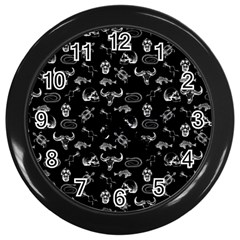 Skeleton Pattern Wall Clocks (black) by Valentinaart