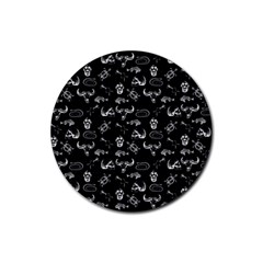 Skeleton Pattern Rubber Coaster (round)  by Valentinaart