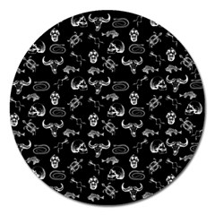 Skeleton Pattern Magnet 5  (round) by Valentinaart