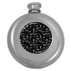 Skeleton Pattern Round Hip Flask (5 Oz) by Valentinaart