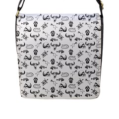 Skeleton pattern Flap Messenger Bag (L) 