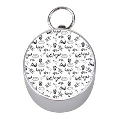 Skeleton Pattern Mini Silver Compasses