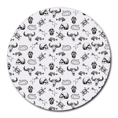 Skeleton Pattern Round Mousepads by Valentinaart