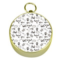 Skeleton Pattern Gold Compasses