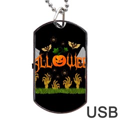 Halloween Dog Tag Usb Flash (one Side) by Valentinaart