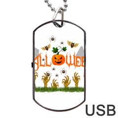 Halloween Dog Tag Usb Flash (one Side) by Valentinaart