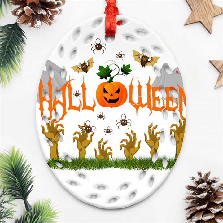 Halloween Oval Filigree Ornament (Two Sides)