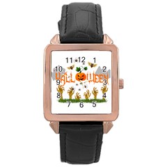 Halloween Rose Gold Leather Watch  by Valentinaart