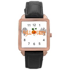 Halloween Rose Gold Leather Watch  by Valentinaart