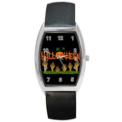 Halloween Barrel Style Metal Watch by Valentinaart