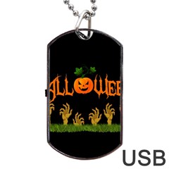 Halloween Dog Tag Usb Flash (one Side) by Valentinaart