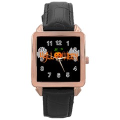 Halloween Rose Gold Leather Watch  by Valentinaart