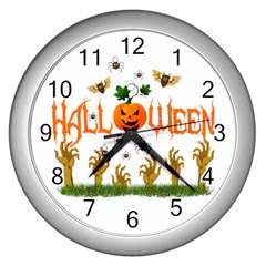 Halloween Wall Clocks (silver)  by Valentinaart