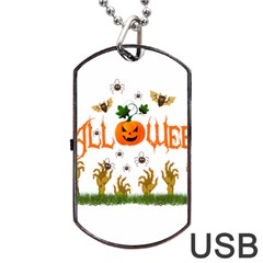 Halloween Dog Tag Usb Flash (two Sides) by Valentinaart