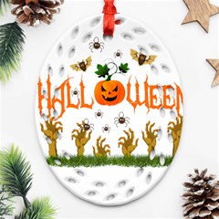 Halloween Oval Filigree Ornament (two Sides) by Valentinaart