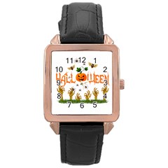 Halloween Rose Gold Leather Watch  by Valentinaart