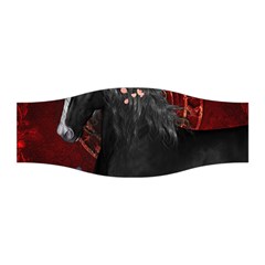 Awesmoe Black Horse With Flowers On Red Background Stretchable Headband by FantasyWorld7