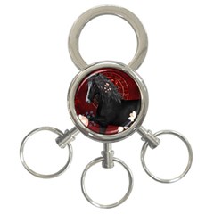 Awesmoe Black Horse With Flowers On Red Background 3-ring Key Chains by FantasyWorld7