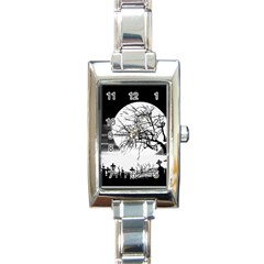 Halloween Landscape Rectangle Italian Charm Watch by Valentinaart