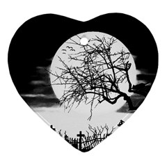 Halloween Landscape Ornament (heart) by Valentinaart