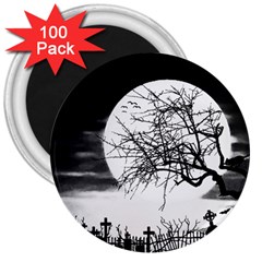 Halloween Landscape 3  Magnets (100 Pack) by Valentinaart