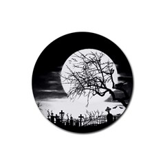 Halloween Landscape Rubber Round Coaster (4 Pack)  by Valentinaart