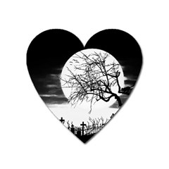 Halloween Landscape Heart Magnet by Valentinaart