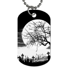 Halloween Landscape Dog Tag (one Side) by Valentinaart